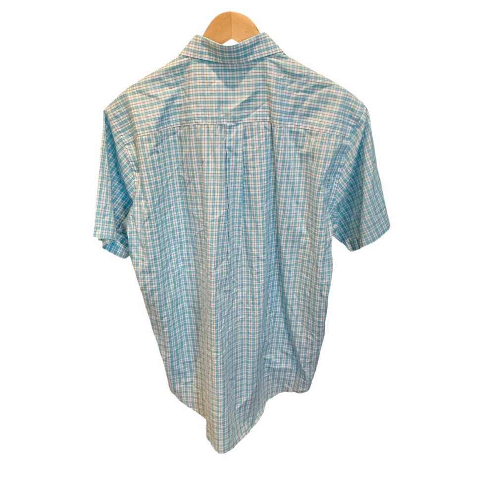 Peter Millar men’s Crown Ease blue plaid button up shirt sleeve shirt, large - Picture 3 of 7